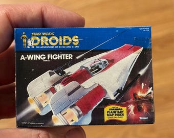 Vintage Original Kenner Star Wars Droids A-WING FIGHTER Miniature Toy Box Christmas Ornament / Refrigerator Fridge Magnet