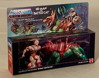 Vintage Original Mattel MOTU Masters of the Universe He-Man & Battle Cat Miniature Toy Box Christmas Ornament / Refrigerator Magnet
