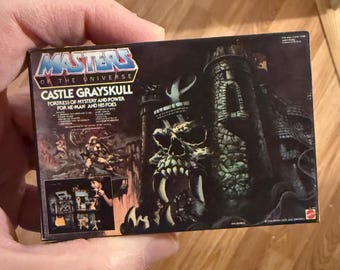Adorno navideño/imán para nevera de Mattel MOTU Masters of the Universe CASTLE GRAYSKULL, miniatura original vintage.