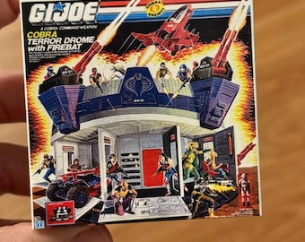Vintage Original Hasbro 1980s G.I. Joe COBRA TERROR DROME play set Miniature Toy Box Christmas Ornament / Refrigerator Fridge Magnet