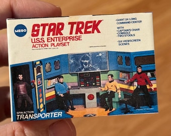Juego de acción vintage original Mego Star Trek USS ENTERPRISE Bridge, caja de juguetes en miniatura, adorno navideño/imán