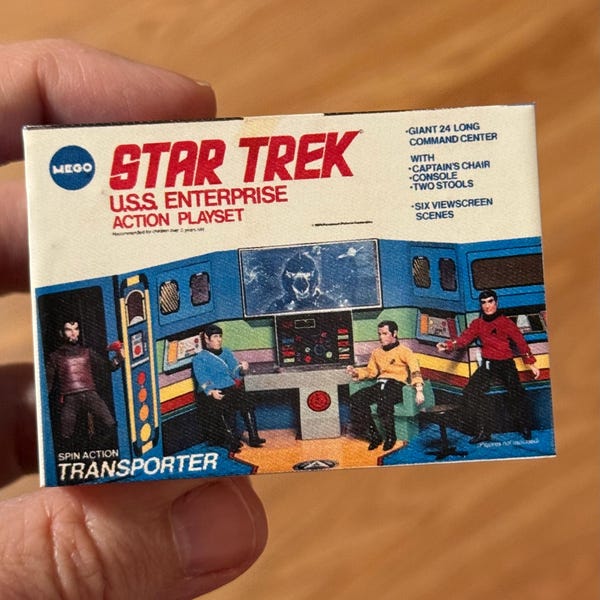 Vintage Original Mego Star Trek USS ENTERPRISE Bridge Action Playset Miniature Toy Box Christmas Ornament / Magnet