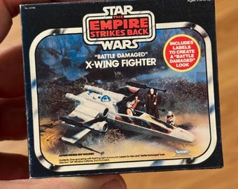Vintage Kenner Star Wars Empire Strikes Back Battle Damaged X-WING FIGHTER Toy Box Miniature Christmas Ornament / Refrigerator Fridge Magnet