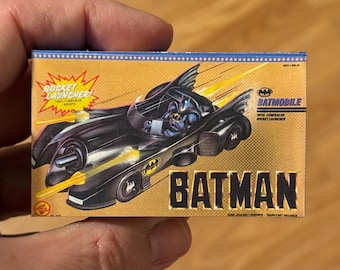 Vintage Original 1989 Toy Biz Batman BATMOBILE Miniature Toy Box Christmas Ornament / Refrigerator Fridge Magnet