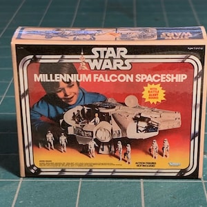 Vintage Original Kenner Star Wars Toy MILLENNIUM FALCON Box Miniature Christmas Ornament / Refrigerator Fridge Magnet