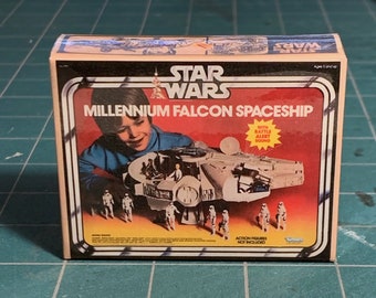 Vintage Original Kenner Star Wars Toy MILLENNIUM FALCON Box Miniature Christmas Ornament / Refrigerator Fridge Magnet