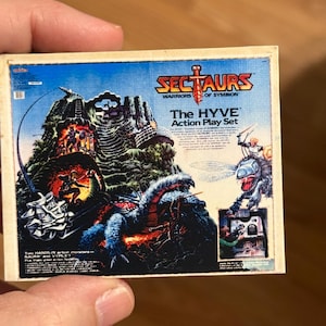 Vintage Original 1980s Remco SECTAURS The Hyve action play set Miniature Toy Box Christmas Ornament / Refrigerator Fridge Magnet