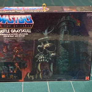 Vintage Original Mattel MOTU Masters of the Universe CASTLE GRAYSKULL Miniature Toy Box Christmas Ornament / Refrigerator Magnet