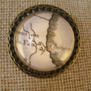 Chicago Broche Épingle à cheveux Antique Carte Pendentif Bronze Argent Bijoux faits à la main