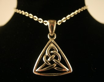 Sterling Silver Celtic Trinity Knot Necklace Pendant Hallmarked Irish Handmade Jewelry