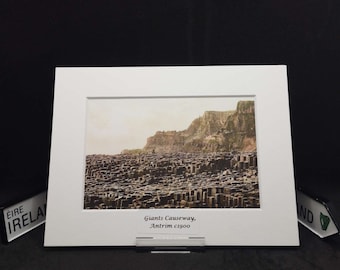 Giants Causeway,  County Antrim c1900 Vintage Irish Print Period Edwardian photochrom image of bygone Ireland.