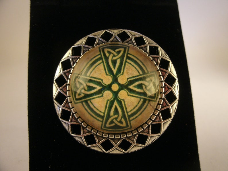 Celtic Cross Brooch Antique Silver Irish Handmade Jewelry