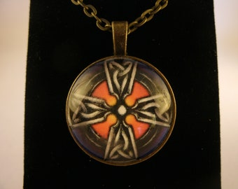 Celtic Cross Necklace Antique Bronze Silver Irish Handmade Jewelry