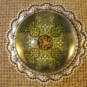 A Vintage Style Antique Silver Celtic Cross  Brooch Irish Handmade Jewelry