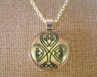 Celtic Style Shamrock Necklace Silver Gold Irish Handmade Jewelry