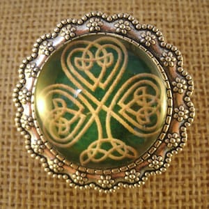Celtic Vintage Style Shamrock Brooch Antique Silver Irish Handmade Jewelry