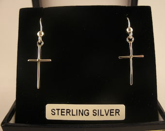 Sterling Silver Cross Drop Earrings Irish Jewellery