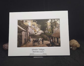 Glenloe Village, County Antrim c1900 Vintage Irish Print Period Edwardian photochrom image of bygone Ireland.