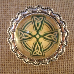 A Vintage Style Antique Silver Celtic Cross  Brooch Irish Handmade Jewelry