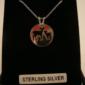 Sterling Silver Deer & Fawn Celtic Pendant Necklace Irish Jewellery