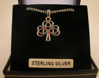 Irish Shamrock Sterling Silver Pendant Necklace Ireland Jewellery