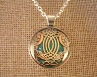 Celtic Eagle Silver Gold Necklace Irish Handmade Jewelry
