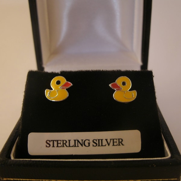 Sterling Silver Duck Boucles d'oreilles Irish Ear Stud Enamel Bijoux