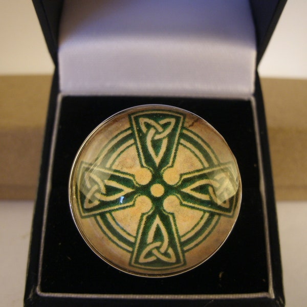 Vintage Style Celtic Cross Ring Silver Antique Bronze Irish Handmade Jewelry