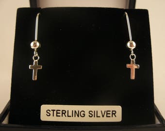 Sterling Silver Cross Drop Earrings Irish Jewellery