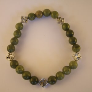 Connemara Marble Celtic Bracelet 8mm. Irish Handmade Jewellery