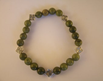 Connemara Marble Celtic Bracelet 8mm. Irish Handmade Jewellery