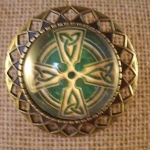 A Vintage Style Antique Bronze Celtic Cross  Brooch Irish Handmade Jewelry