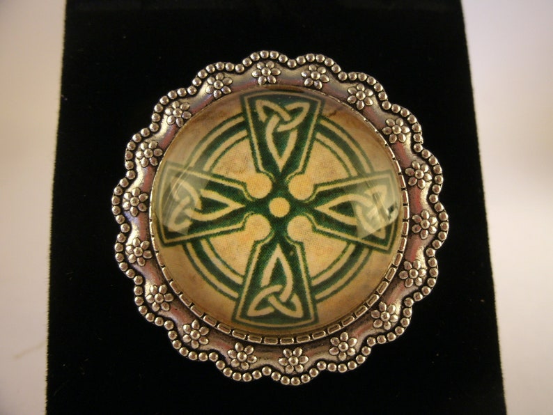 Celtic Cross Brooch Antique Silver Irish Handmade Jewelry