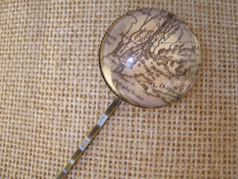 New york Antique Map Brooch Hairpin Bronze Silver Irish Handmade Jewelry