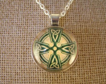 Vintage Style Celtic Cross Necklace Silver Gold Irish Handmade Jewelry