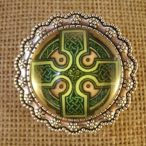 A Vintage Style Antique Silver Celtic Cross  Brooch Irish Handmade Jewelry