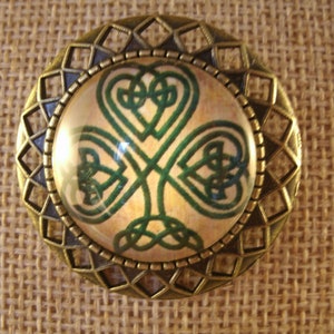 Celtic Vintage Style Shamrock Brooch Antique Bronze Irish Handmade Jewelry
