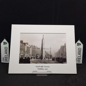 Sackville Street, Dublin 1911 Vintage Irish Print Period Edwardian sepia image of bygone Ireland.