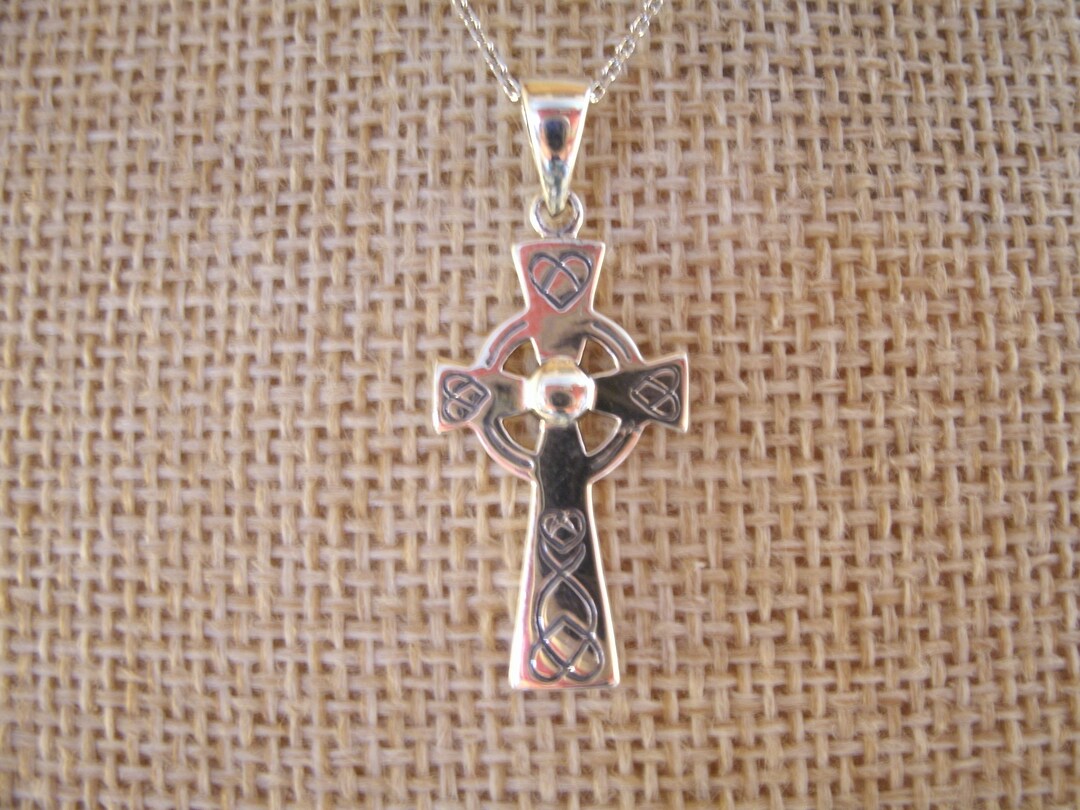 A Celtic Cross Sterling Silver Pendant Necklace Irish Jewellery - Etsy UK