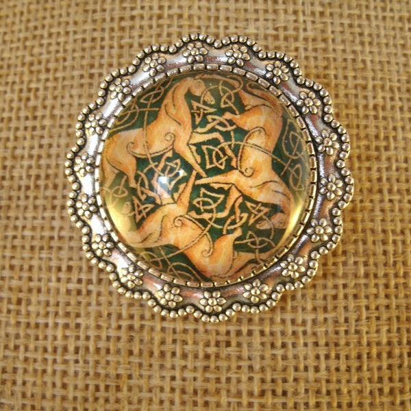 Vintage Style Celtic Horse Brooch Epona Goddess Irish Handmade Jewelry.