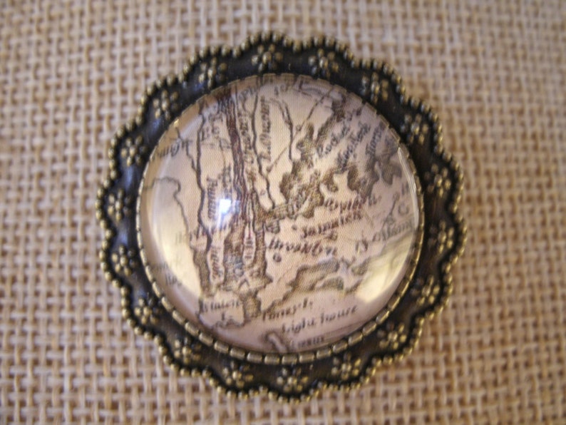 New york Antique Map Brooch Hairpin Bronze Silver Irish Handmade Jewelry
