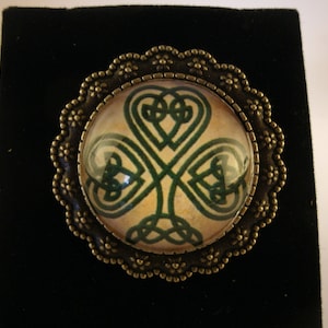 Celtic Vintage Shamrock Brooch Antique Bronze Irish Handmade Jewelry