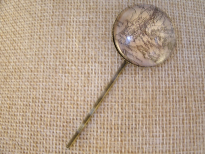 New york Antique Map Brooch Hairpin Bronze Silver Irish Handmade Jewelry