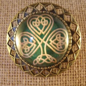 Celtic Vintage Style Shamrock Brooch Antique Bronze Irish Handmade Jewelry