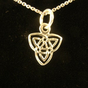 Small Sterling Silver Trinity Knot Necklace Irish Handmade Jewelry.