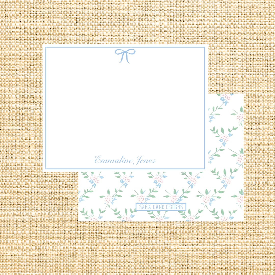 PRINTABLE Blue Bow Notecard | Instant Download | Personalized ...
