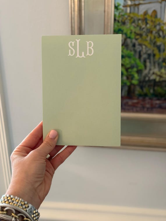 Monogram Notepad | 5x7 Notepad | Customized | Various Colors | Hostess Gift | Birthday Gift | Fishtail Monogram | Monogrammed Notepad