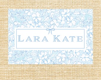 Blue Floral Laminated Placement | Personalized | Customized | High Quality | Blue and White
