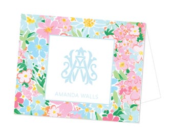Ensemble de cartes de correspondance monogrammées | Cartes de correspondance pliées | Papeterie personnalisée |  Papeterie | Personnalisé | Papeterie florale | Cadeau | Fête des mères