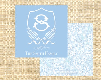 Crest Monogram Enclosure Card | Editable | Calling Card | Instant Download | Printable Gift Tag | Gift Tag | Customized | Gift Enclosure